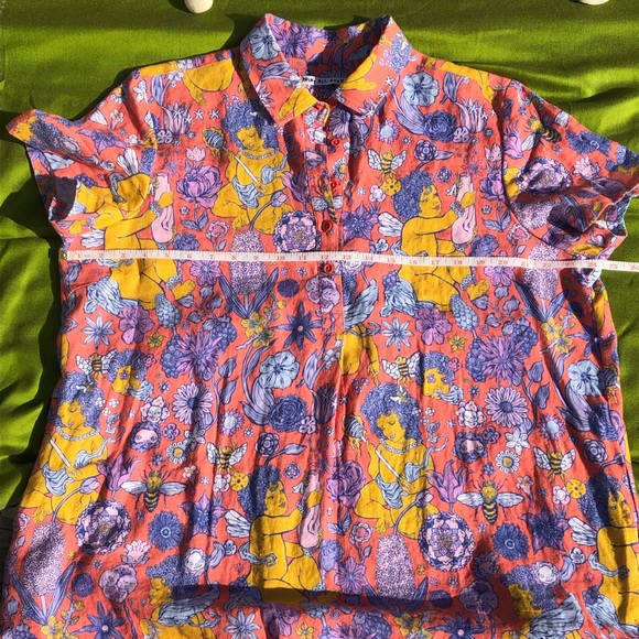 Print All Over Me XXXL 100% Linen Shirt Dress - Picture 7 of 13